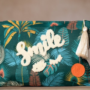 Handbag for women | Smile motif | Blue-turquoise | Women&#39;s bag | Handmade | 34cm x 23.5cm