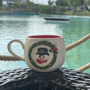 Teacup | Coffee cup | Decorated with a &quot;snowman&quot; | Handmade from ceramic | With real gold elements | Designer cup