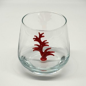 Drinking glass with coral | Animal figure | 3D | Murano glass | Glass with figure | Handmade | Water glass | Cup