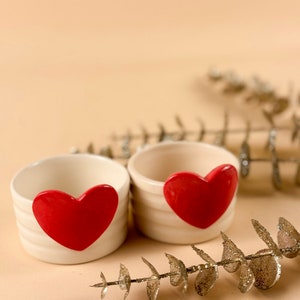 ceramic tea light holder | Set of 2 | Decorated Heart Motif | Candlestick | Handmade from pottery | Hand Painted | designer piece