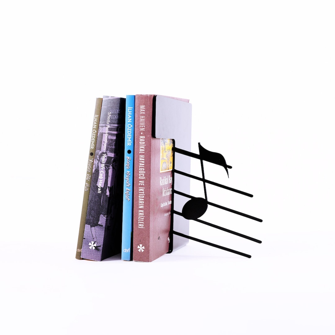 Music Note Bookend Decorative Bookends Shelf Decor Metal Etsy