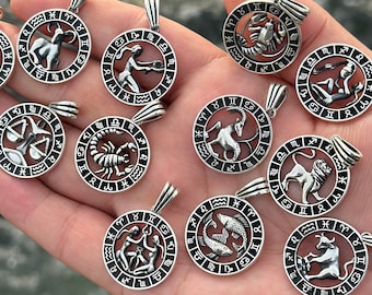 925 Sterling Silver Zodiac Sign Necklace, Astrology Zodiac Jewelry Taurus Gemini Cancer Pendant Necklaces, Aries Necklace, Scorpio Pendant
