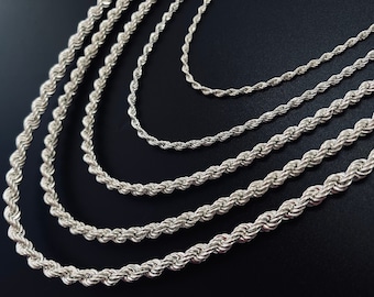 Sterling Silver Rope Chain Necklace, Solid Silver Chain, Twisted Rope Chain - Real 925 Sterling Silver Rope Chain Jewelry