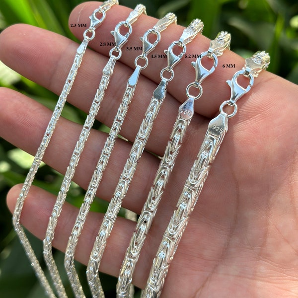 925 Sterling Silver Round Byzantine Chain Necklace & Bracelet, Men's And Womens Chain, Silver Thick Chain, Silver Bracelet, Chain for Charms