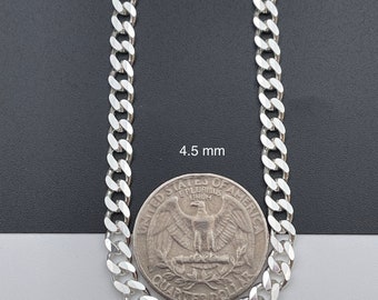 925 Sterling Silver Cuban Link Chains Men&#39;s Women&#39;s Curb Necklace, Solid Silver Curb Chain Necklace, Dainty Curb Chain, Cuban Chain