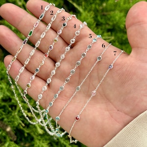 Sterling Silver Gemstone Necklace for Women, Dainty Necklace, Crystal necklace, Multi Stone Necklace for Women, Gemstone Beaded Choker