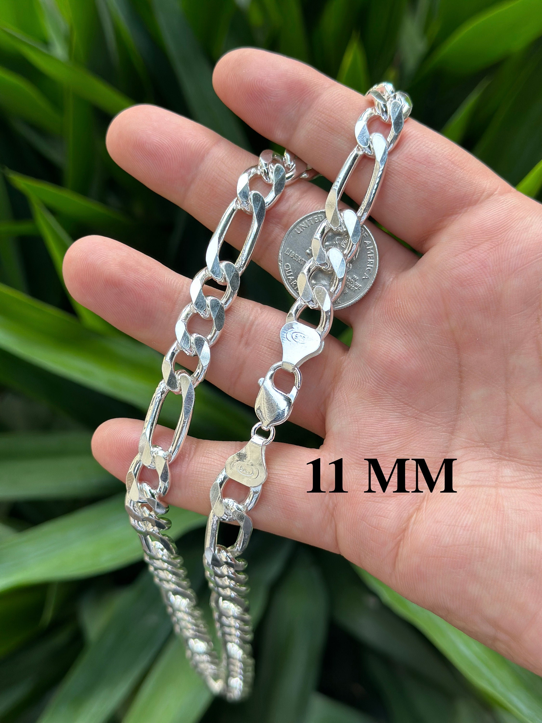 925 Sterling Silver Figaro Chain Necklace , Chain for