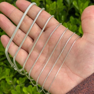925 Sterling Silver Round Snake Chain Necklace, Silver Snake Chain Choker, Dainty Snake Necklace, Unisex Chain Jewelry, For Women And Men
