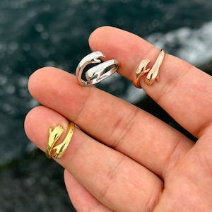 925 Sterling Silver Adjustable Hug Ring, Couple Lover Ring, Custom Silver Ring, Hugging Hand Ring for Women & Men, Friendship Love Hug Ring
