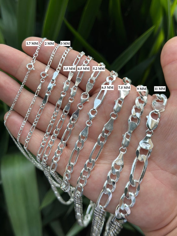 925 Sterling Silver Figaro Chain Necklace , Chain for Pendant