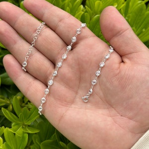 925 Sterling Silver Gemstone Necklace, Women Jewelry, Colorful Stone Necklace, Choker Necklace, Crystal Chain Charm, Dainty Necklace