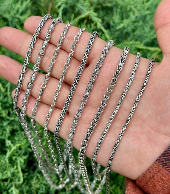 925 Sterling Silver Vintage Chain Necklace or Bracelets, Oxidized