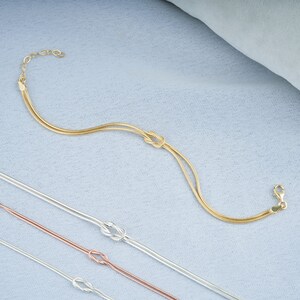 Love Knot Bracelet, dainty bracelet, chain bracelet, bracelet for women, Herringbone Bracelet, knot bracelet, Couples Bracelet, minimalist bracelet, valentines gifts, women bracelet, gold filled bracelet, couple jewelry, silver bracelet