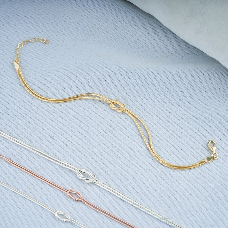 Love Knot Bracelet, dainty bracelet, chain bracelet, bracelet for women, Herringbone Bracelet, knot bracelet, Couples Bracelet, minimalist bracelet, valentines gifts, women bracelet, gold filled bracelet, couple jewelry, silver bracelet