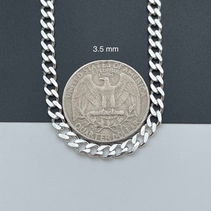 925 Sterling Silver Cuban Link Chains Men&#39;s Women&#39;s Curb Necklace, Solid Silver Curb Chain Necklace, Dainty Curb Chain, Cuban Chain