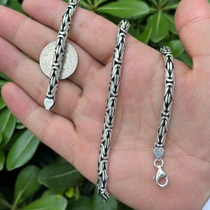 Silver Byzantine Chain Necklace And Bracelet, Men & Women Silver Necklace, Oxidized Byzantine Chain Necklace, Solid Silver