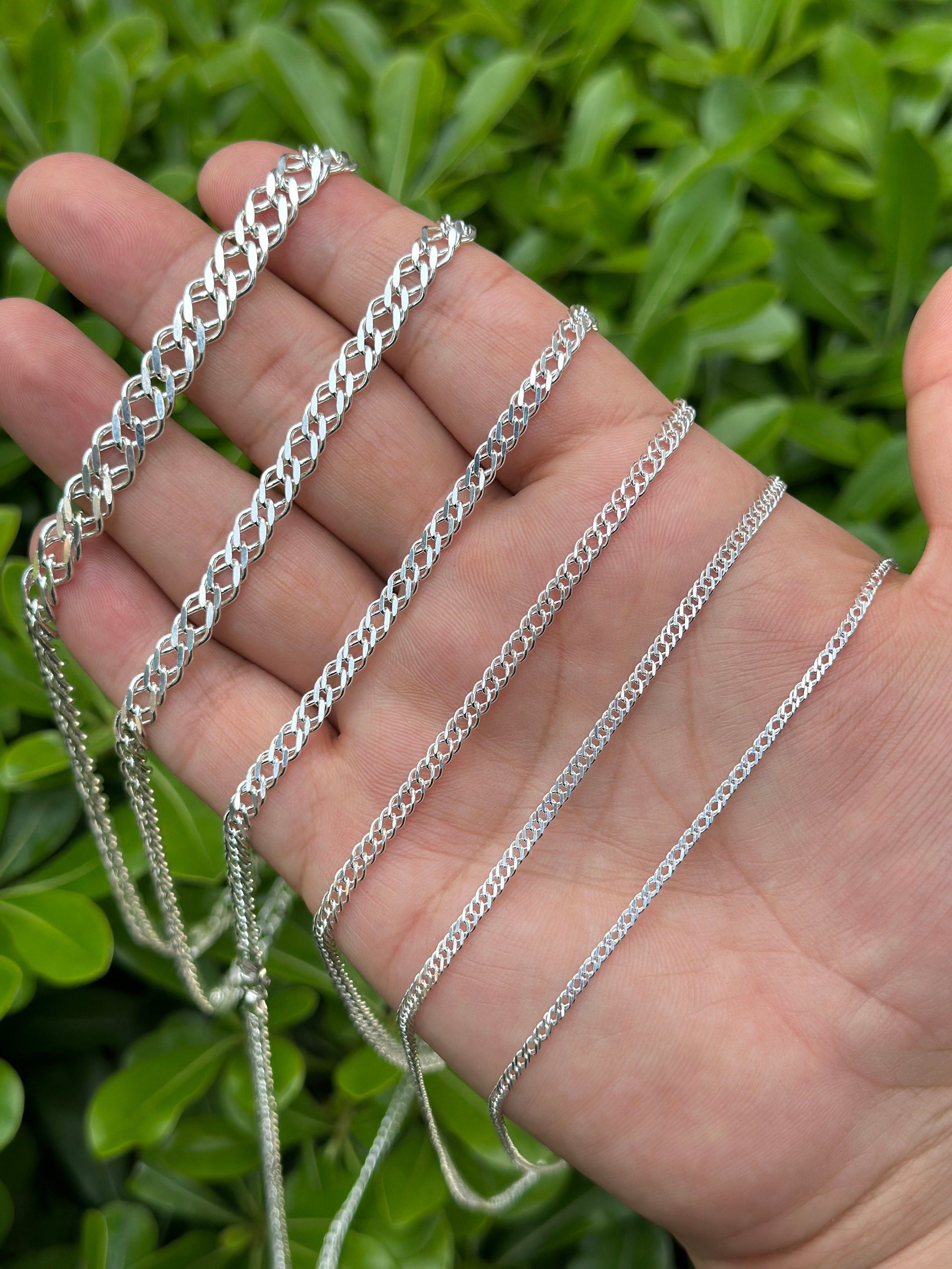 925 Sterling Silver Rambo Link Chain Necklace, Double Link Chain