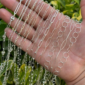 925 Sterling Silver Paperclip Chain Necklace, Chain for Charms, Chunky Chain Jewelry, Silver Bracelet Gift, Choker Necklace, Layering Chain