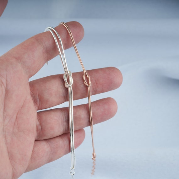 925 Sterling Silver Love Knot Bracelet, Dainty Couple Bracelets, Matching Jewelry for Couples, Friendship Bracelets, Special Bracelet