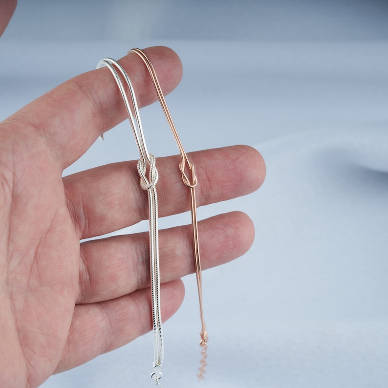 925 Sterling Silver Love Knot Bracelet, Dainty Couple Bracelets, Matching Jewelry for Couples, Friendship Bracelets, Special Bracelet imagem 1