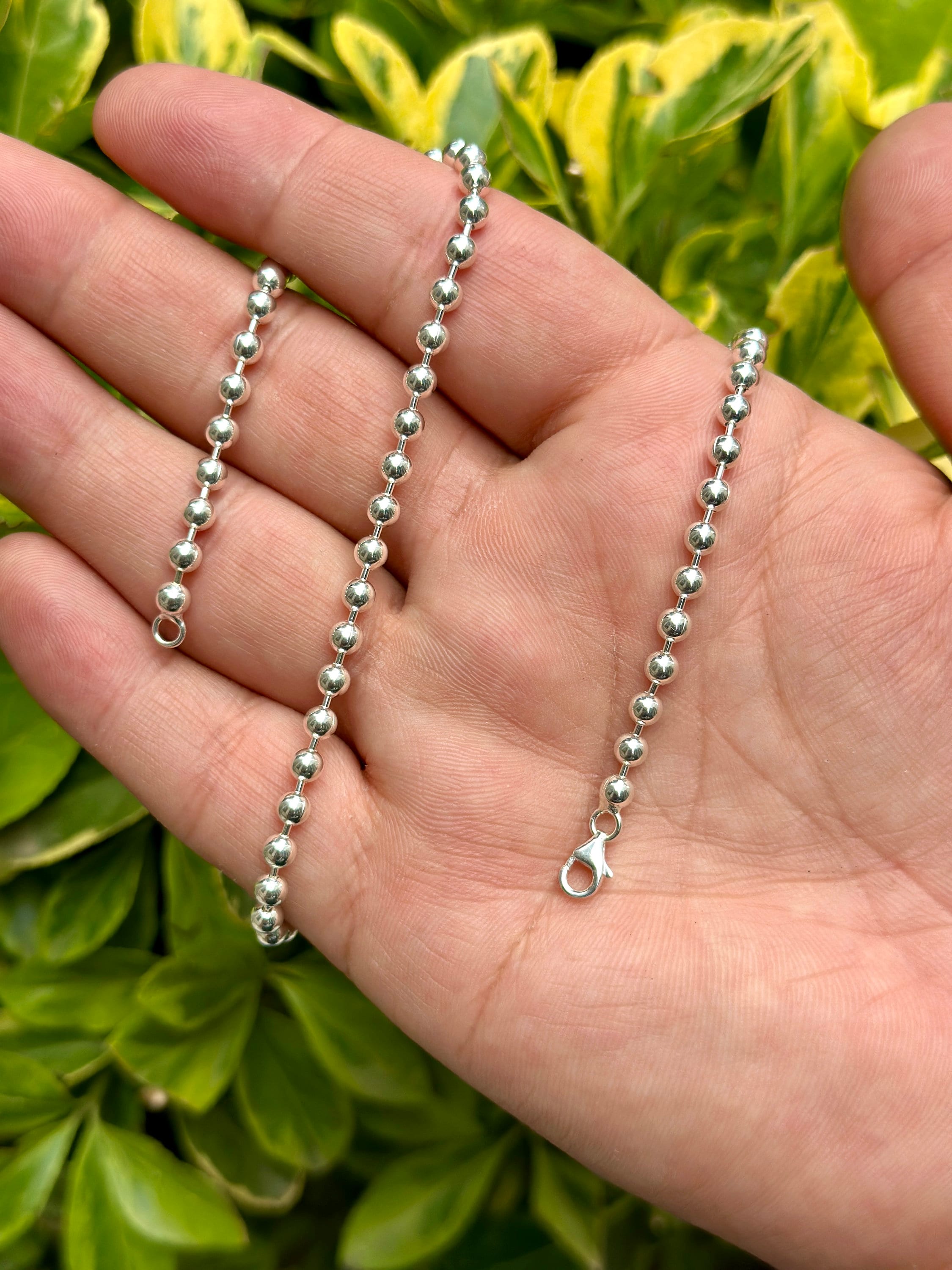 Solid 925 Sterling Silver Ball Bead Chain Necklace, Silver Ball Necklace,  Ball Chain Jewelry, Silver Chains, Dog Tag Chain