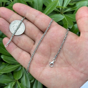 Solid Silver Byzantine Chain Necklace, Silver Necklace for Women and Men, Oxidized Balinese Viking Chain Bracelet, Dainty Silver Chain