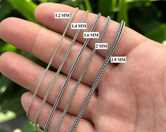 Silver Foxtail Chain, Sterling Silver Oxidized Foxtail Chain, Solid Wheat Chain Necklace, Matte Antique Silver, Chain For Men And Womens