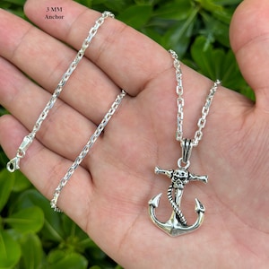 925 Sterling Silver Sailor Anchor Pendant Necklace, Anchor necklace, Boyfriends Necklace, Silver Pendant for Men, Nautical Jewelry