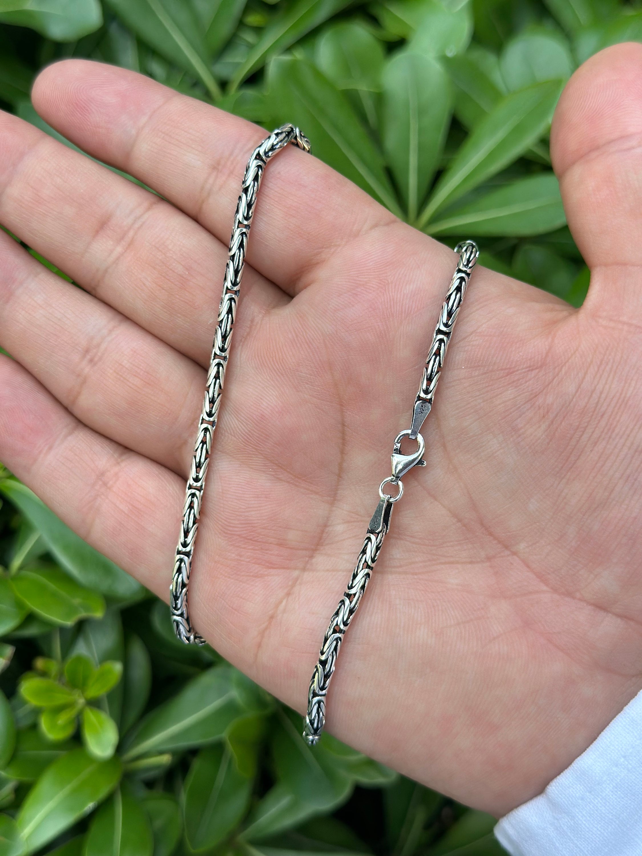 925 Sterling Silver Byzantine Chain Necklace, Silver Chain