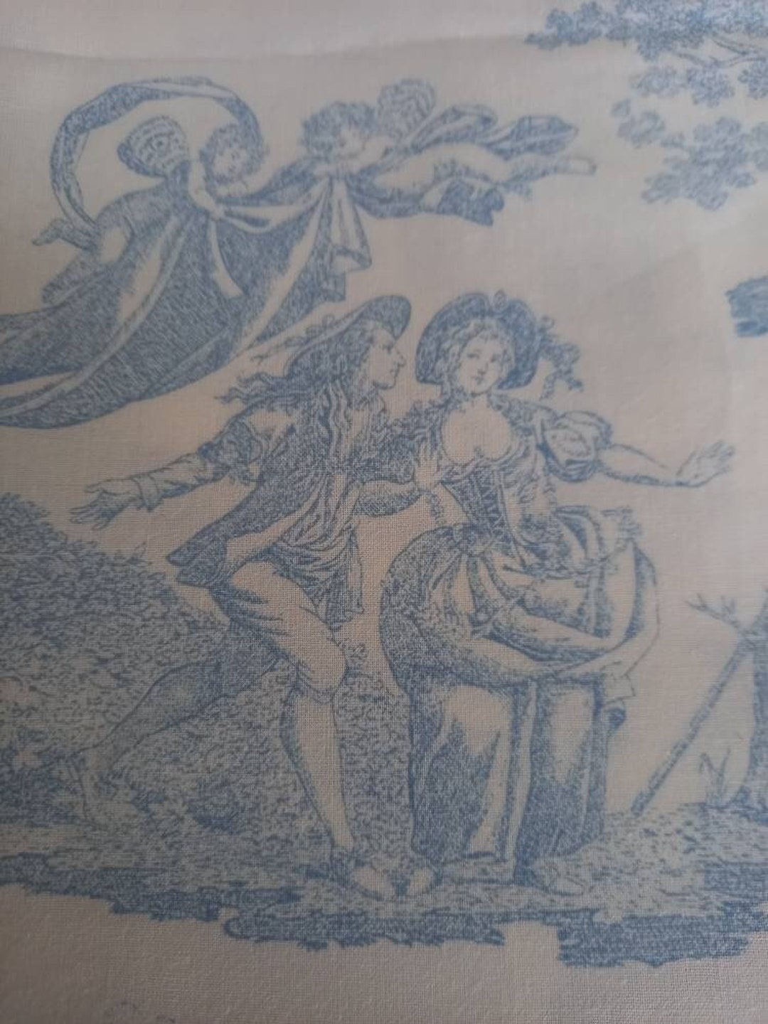 LAURA ASHLEY Delphinium Blue Toile De Jouy Cotton Fabric Etsy