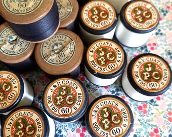 J P Coats Black & White Reels of Cotton Thread - Etsy