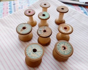 8個のビンテージ空MIDI木製糸巻き（珍しい形状）