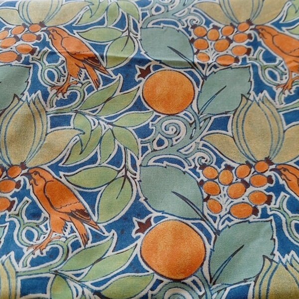 1960s 1M Hand Printed Furnishing Cotton Fabric