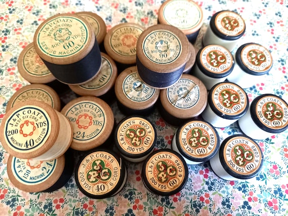 J P Coats Black & White Reels of Cotton Thread - Etsy