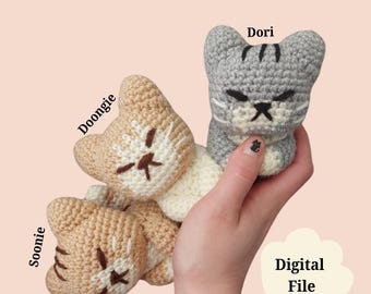 Patrón de crochet en PDF de SoonDoongDori / Llavero de gato amigurumi inspirado en Stray Kids