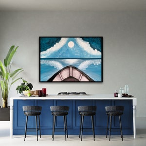 Ocean Acrylic Painting , Landscape And Ocean Waves, Acrylic on Canvas,