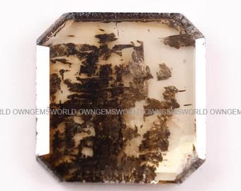 1.28 Ct Smoky  Emerald Cut Lab Grown Diamond, Fancy Dark Inclusion CVD Diamond, Rustic Translucent Step Cut Loose Diamond