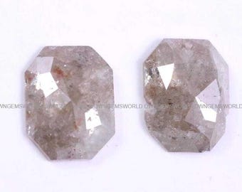 1.07 Ct Emerald Cut Diamond Pair, Rare Rustic Gray Matching Loose Stones for Custom Fine Jewelry Making