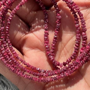Pink Rough Diamond Beads: Natural Uncut I3 Clarity (2-3mm)