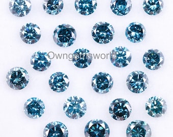 Blue Round Shape Lab Grown Diamond, CVD Loose Stone for Engagement Ring & Fine Jewelry Making