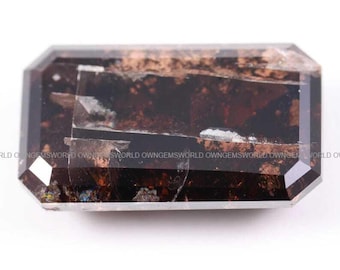 14.57 Ct Lab Grown Brown Emerald Cut Diamond, Rustic Emerald Shape Stone, Eco Friendly Diamond For Jewelry Making