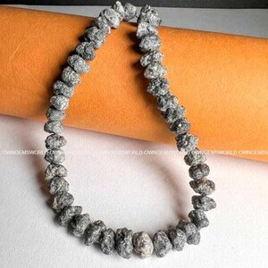 4–8 MM Natural Grey Rough Diamond Beads, 7 Inch Strand, Uncut Raw Diamond Beads for Jewelry Making & Necklace Design