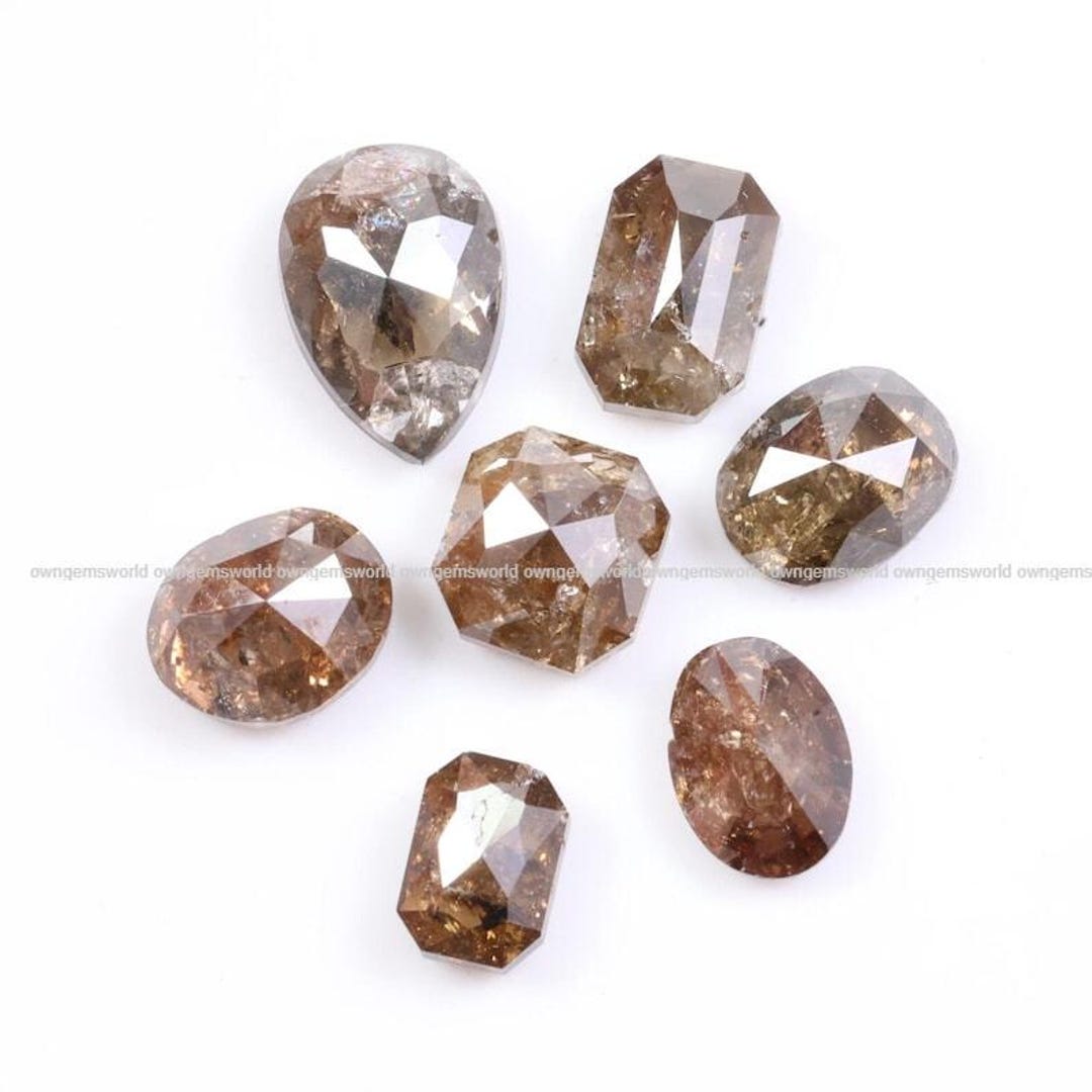 4.21 Ct Natural Rustic Fancy Brown Diamond Set, Pear Oval, Cushion ...