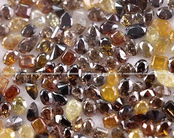 Naturalny zestaw diamentów o szlifie brylantowym, luźne diamenty o mieszanym kształcie i szlifie różanym, rustykalny zestaw fantazyjnych diamentów