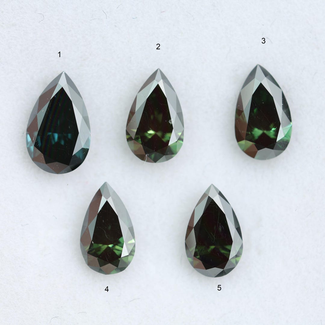 Pear Shape Dark Green Lab Grown Diamonds, Loose Colored CVD Stones for ...