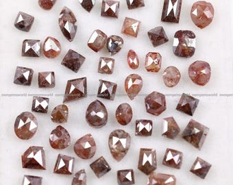 Zeldzame natuurlijke fancy rode en bruine diamant, gemengde vorm roosgeslepen geaarde diamanten, roosgeslepen losse diamant