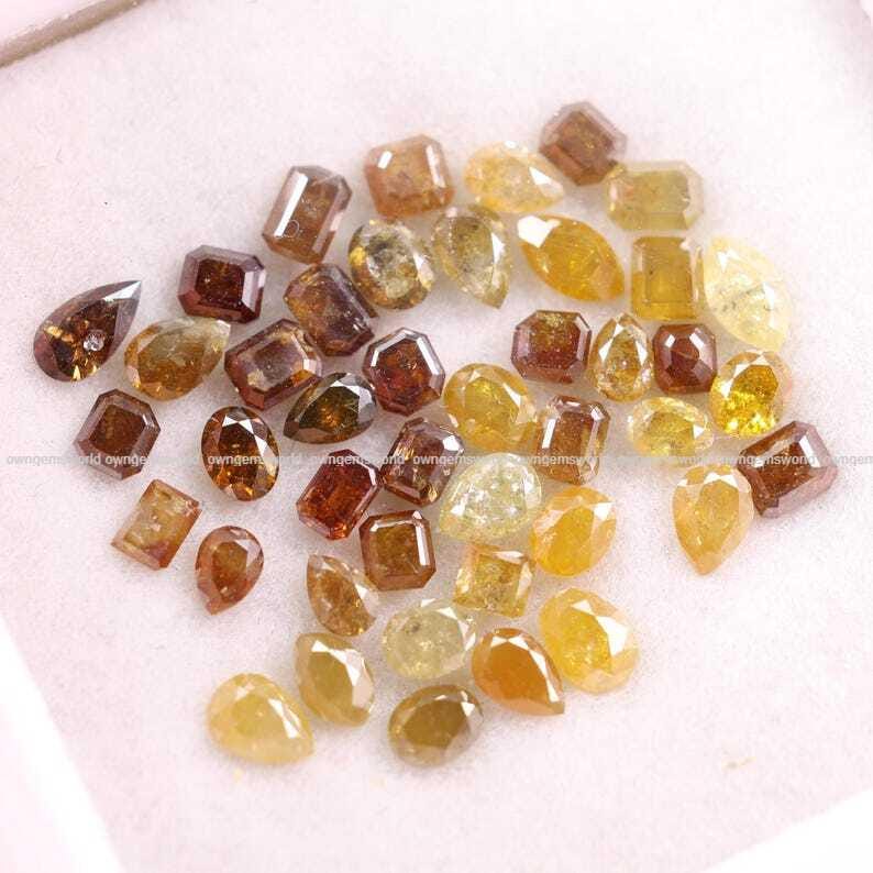 Natural Rustic Yellow & Brown Diamond Lot, Mixed Shape Rose Cut Loose Diamonds, Real Earth-Mined Stones for Custom Jewelry
brilliant cut diamonds, mixed color diamonds, brown brilliant diamond, salt and pepper diamonds, fancy color loose diamonds, wholesale diamond lot, loose diamonds for jewelry, handmade jewelry supplies, mixed brilliant cut gems, rustic round diamonds, jewelry designers diamonds, fine jewelry stones, wholesale gemstone supply, brilliant cut diamond mix