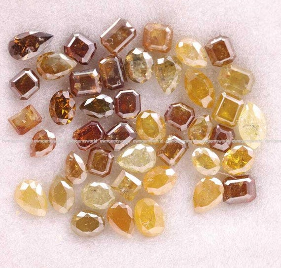 Natural Rustic Yellow & Brown Diamond Lot, Mixed Shape Rose Cut Loose Diamonds, Real Earth-Mined Stones for Custom Jewelry