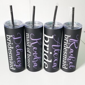 Personalized Bridesmaid Tumblers: Wedding Party Gifts, 20 oz Acrylic Tumbler