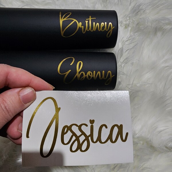 Custom Name Permanent Vinyl Decals Custom Name Decal  Bridal Party Bachelorette Party Gift Gold Rose Gold  Silver Decals